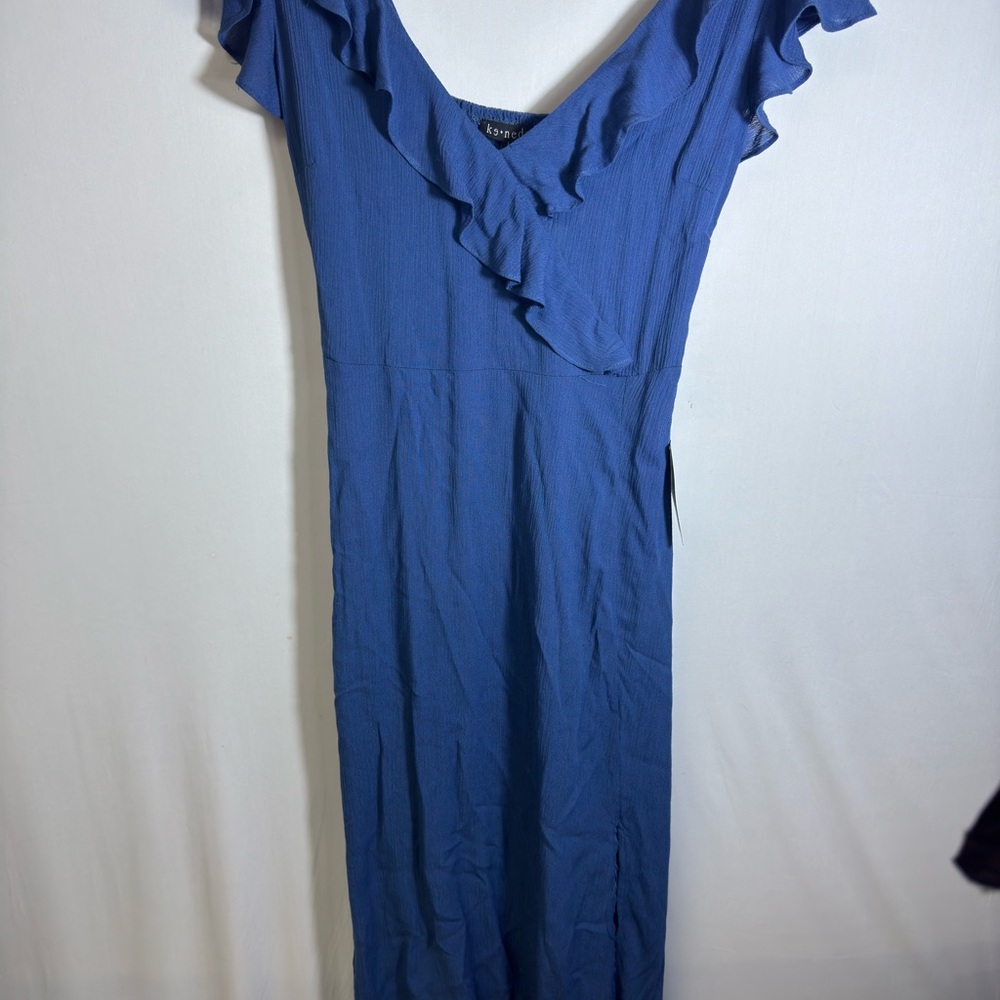 Kenidik blue ruffle dress Large NWT